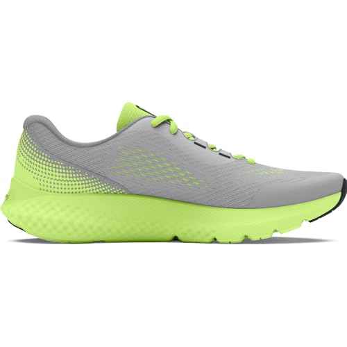 Under Armour Boys' Grade School Charged Rogue 4, (101) Mod Gray/Morph Green/Black, 3.5, US