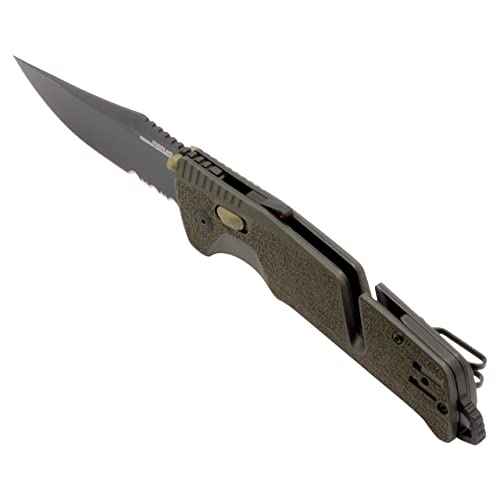 SOG Trident at Ambidextrous Professional Partially Serrated Folding Knives | Heat-Treated CRYO D2 Stainless Steel Blade