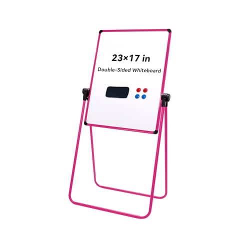 Betorcy Dry Erase Board with Stand - 23"x17" Double Sided Portable Foldable White Board, Height Adjustable Rotating Stand ...