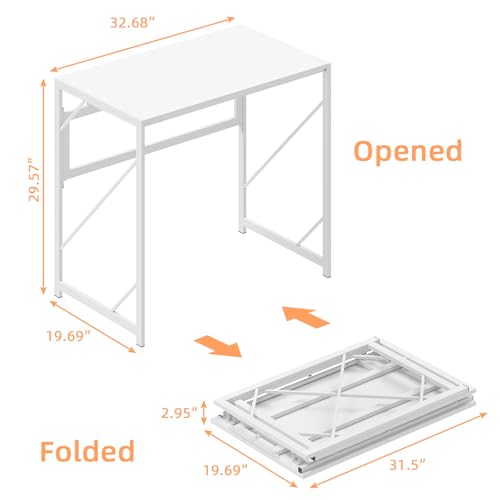 Elephance Folding Desk Writing Computer Desk for Home Office, No-Assembly Study Office Desk Foldable Table for Small Spaces