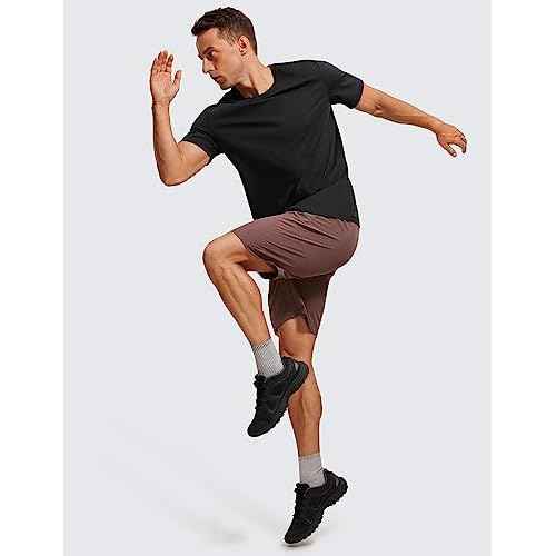 CRZ YOGA Men's Cotton Polyester Short Sleeve T-Shirt Classic Fit Casual Workout Tops Soft Premium Tee