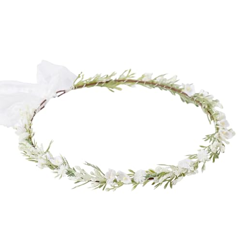 KorViSHOW White Flower Crown Headband, Artificial Renaissance Floral Headpiece, Fairy Boho Flower Headband for Women Girls...