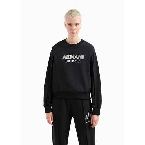 Armani Exchange Women's Rhinestone Logo Cropped Pullover Sweatshirt