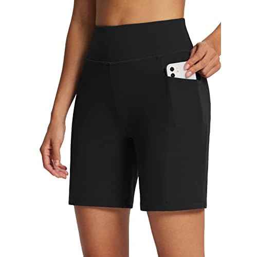 BALEAF Women's 7" Bermuda Shorts High Waisted Athletic Running Pull On Shorts with Pockets for Causal Summer