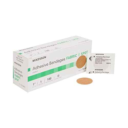 McKesson Adhesive Bandages, Sterile, Fabric Spot, 1 in, 100 Count, 4 Packs, 400 Total