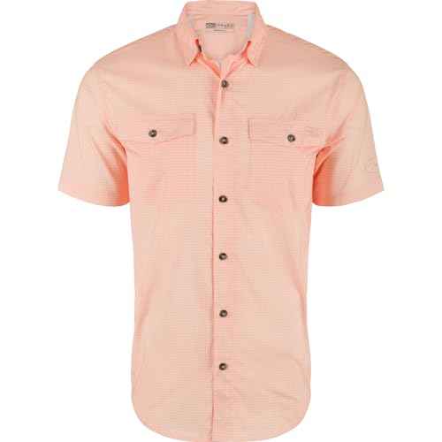Drake Waterfowl Men's Frat Gingham Check Casual Moisture Wicking Quick Drying Lightweight Short Sleeve Button Plaid Shirt