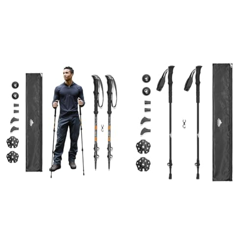 Cascade Mountain Tech Trekking Poles - Aluminum and Carbon Fiber Hiking Walking Sticks with Quick Locks (Set of 4)