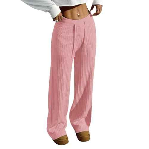 Verdusa Women's Straight Leg Baggy Sweatpants Comfy Lounge Pants Wide Leg Yoga Workout Knit Trousers Fall Outfits 2025