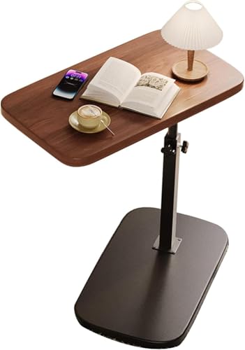 Adjustable C Shaped Side Table, 360° Rotating Sofa End Table with Lift Top, TV Tray for Couch or Bedside Use(Brown)