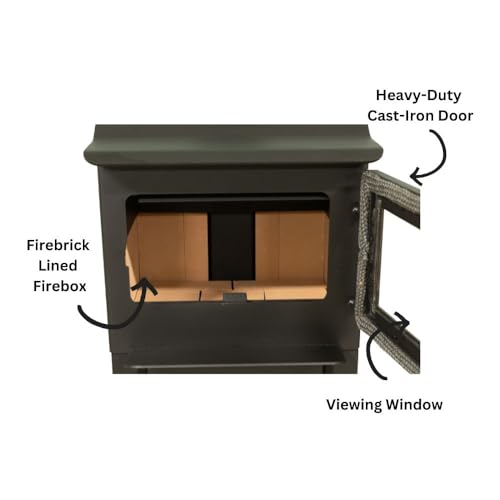 Comfort GlowLancaster I Wood Burning Stove, Heats Up To 1,200 Sq Ft, 18" Logs, Plate Steel & Cast Iron, Large Glass Windo...