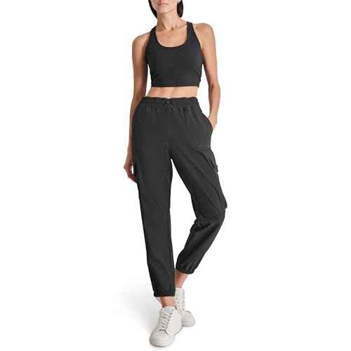DKNY Women's Wide Leg Adjustable Waistcord Cargo Pant