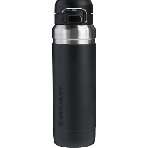 Stanley Quick Flip GO Water Bottle 36 oz | Push Button Lid | Leakproof and Packable for Travel and Sports | Insulated Stainless Steel | BPA-Free | Black