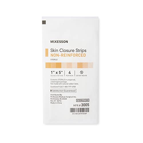 McKesson Skin Closure Strips, Sterile, Non-Reinforced, 1 in x 5 in, 25 Count