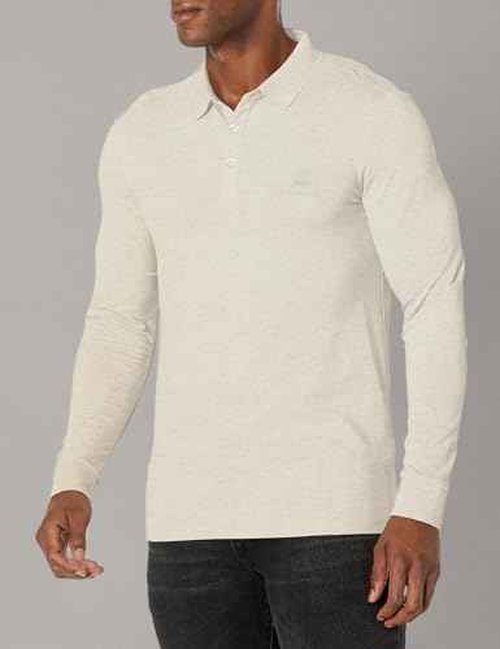 BOSS Square Patch Logo Slim Fit Long Sleeve Polo Shirt