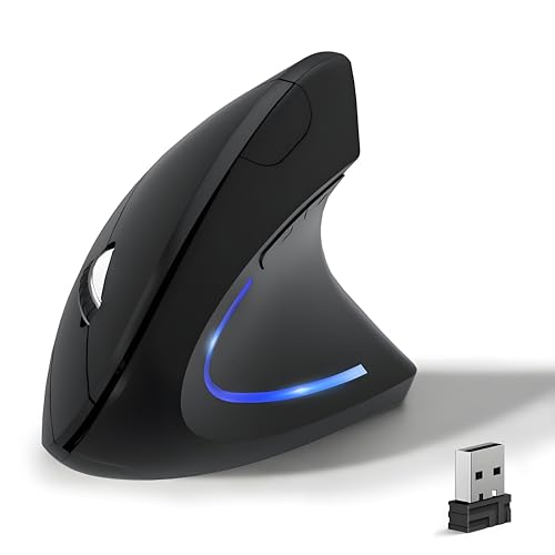 KUNSI Wireless Ergonomic Mouse, 2.4G Wireless Vertical Ergo Mouse, 800/1200/1600 Adjustable DPI,6 Buttons Ergonomic Mouse ...