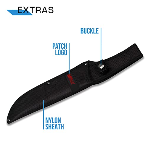 MTech USA – Fixed Blade Knife – Black Stainless Steel Blade with Black Carved G10 Handle, Full Tang, Includes 1680D Nylon ...