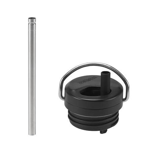 Klean Kanteen TKWide Twist Cap with Straw Kit - Reusable Straw Lid - Premium Water Bottle Accessories - Leak Proof & Dishwasher Safe - Black