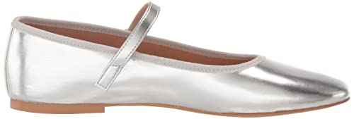 Steve Madden Women's Violette Mary Jane Flat, Silver Metallic, 9.5