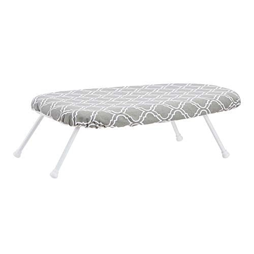 Amazon Basics Compact Tabletop Ironing Board with Folding Legs - Trellis Removable Cover, Chevron, 23.6"L x 7.1"W x 14.3"H