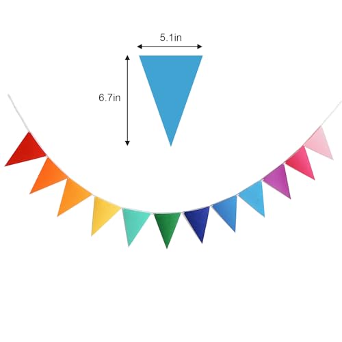 Alainzeo 48pcs Rainbow Pennant Banner, Triangle Bunting Flag Banners for Birthday Party Decoration, Baby Shower, Classroom...