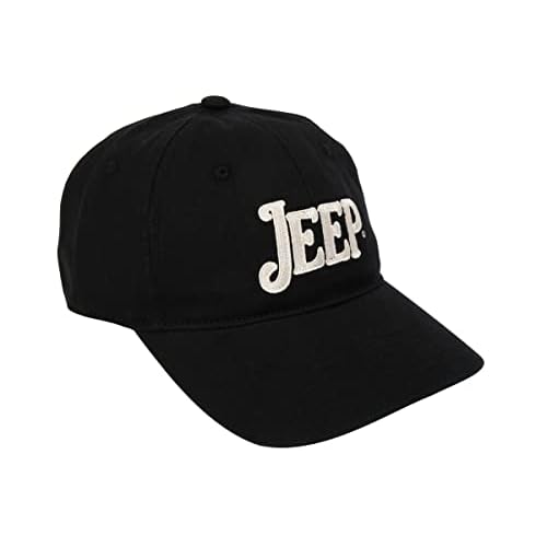 Jeep Vintage Script Logo Heavy Chino Twill Hat Adjustable Buckle Closure