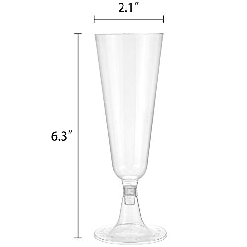 Hedume 100 Pack Champagne Flutes, 5oz Disposable Clear Plastic Champagne Glasses, Toasting Flute Set for Mimosas, Bloody M...