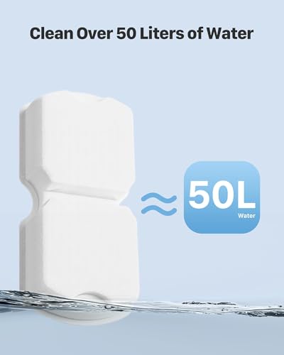 UMOCUOY Cat Water Fountain Filter: 12 Pet Fountain Replacement Screen for Stainless Steel - 6 Carbon Filters & 6 Foam Filt...