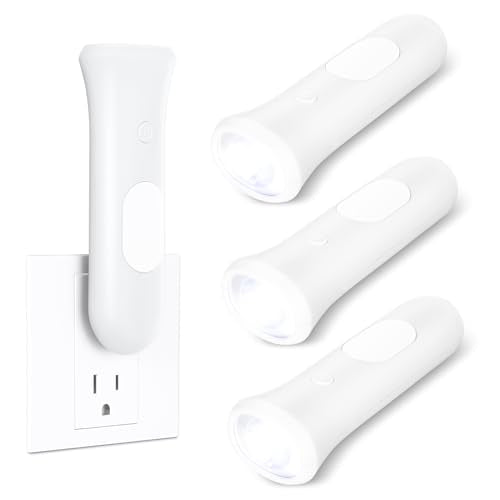 ROSSEX 4 in 1 Emergency Lights for Home Power Failure, 3 Pcs Rechargeable LED Flashlight Plug in Wall, Automatic Turn-On P...