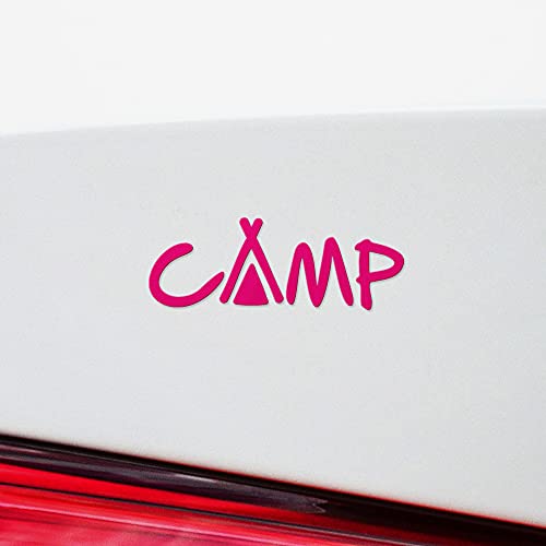 Camp with Tent (Pink) (Set of 2) Premium Waterproof Vinyl Decal Stickers for Laptop Phone Accessory Helmet Car Window Mug ...