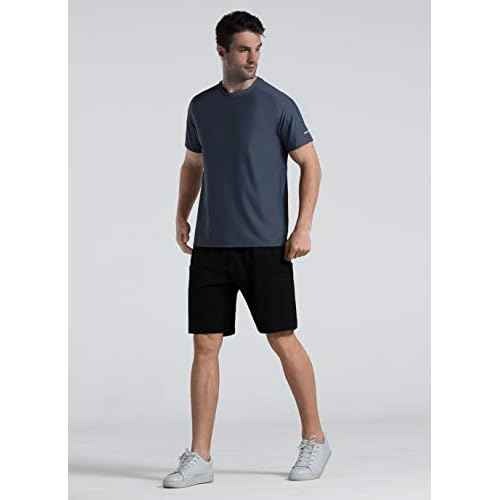 Men's Cooling Ice Silk Running Shirts Quick Dry Short Sleeve Athletic Gym T-Shirts UPF 50+ Outdoor Workout Tshirts