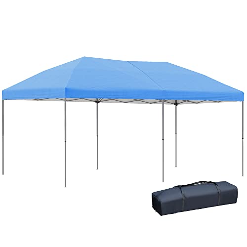Outsunny 10' x 19' Pop Up Canopy with Easy Up Steel Frame, 3-Level Adjustable Height and Carrying Bag, Sun Shade Event Par...