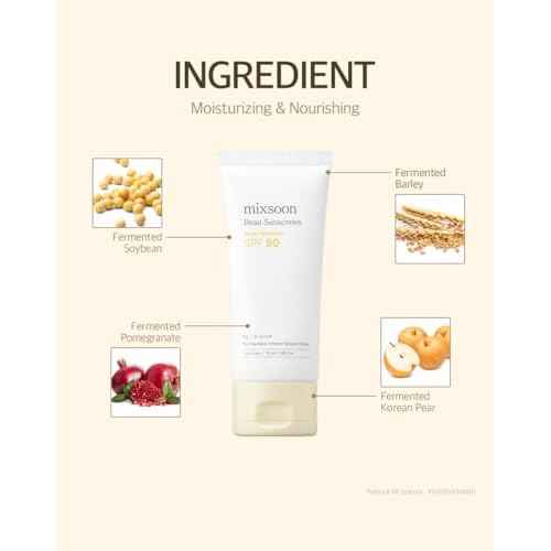 mixsoon Bean Sunscreen 1.69 Fl. Oz. / 50ml SPF 50 Airy Texture Type Lightweight No White Cast For Face Korean Glass Skin Care