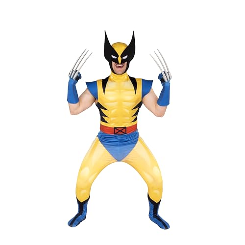 MARVEL Wolverine Official Adult Deluxe Zentai Halloween Costume-Deluxe Two-Way Stretch Spandex Suit with Gloves and Claws