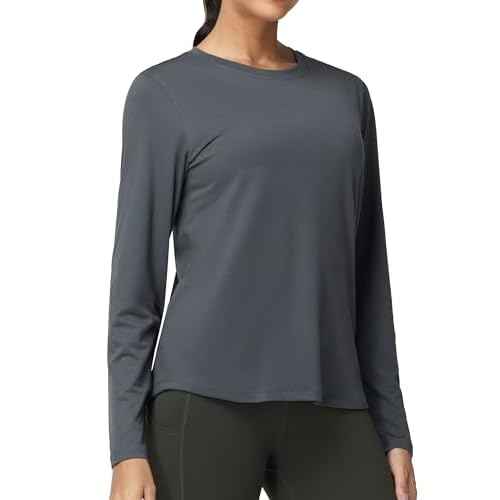 THE GYM PEOPLE Women's Long Sleeve Soft Workout Shirts Basic Crewneck UPF 50+ Sun Lightweight Fall Athletic Running Tops
