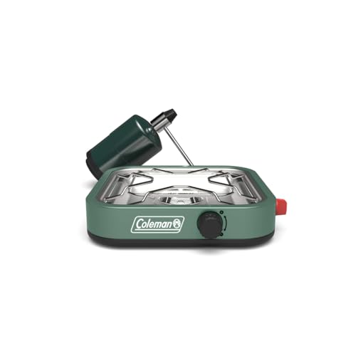 Coleman Cascade 18 1-Burner Camping Stove, Portable Cooktop with 8000 BTUs & Matchless Lighting, Fits 12-Inch Pan, Great for Outdoor Cooking, Camping, Tailgating, Grilling, BBQs, & More