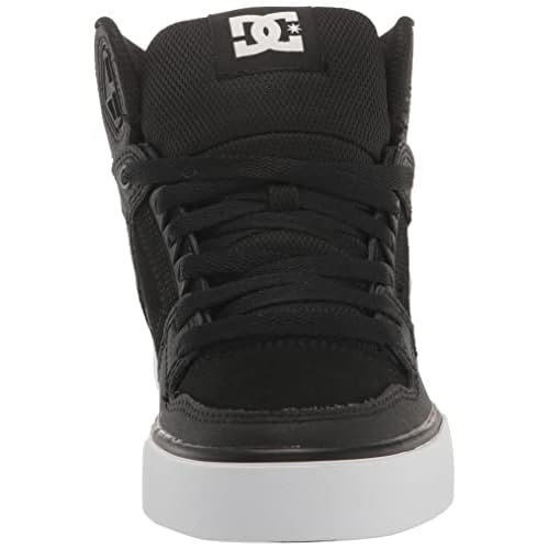 DC Men's Pure High Top WC Skate Shoes Black/Black/White 10.5