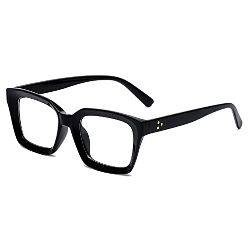 EYLRIM Classic Thick Square Frame Clear Lens Glasses for Women Men Non Prescription Eyeglasses