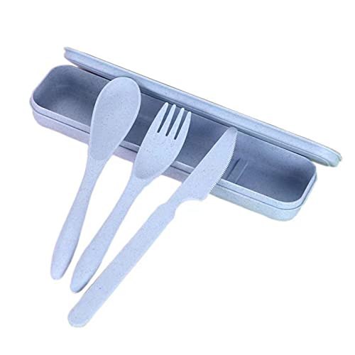 Portable Utensils Set with Case, Reusable Travel Utensils Set with Knife, Spoon, Fork, Wheat Straw Cutlery Set for Travel ...