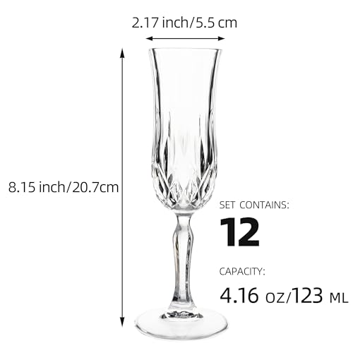 UMEIED Engraved Champagne Flutes, Set of 12-4.16 oz Elegant Etched Glass Coupe Glasses for Wedding, Anniversary, Bridal Sh...