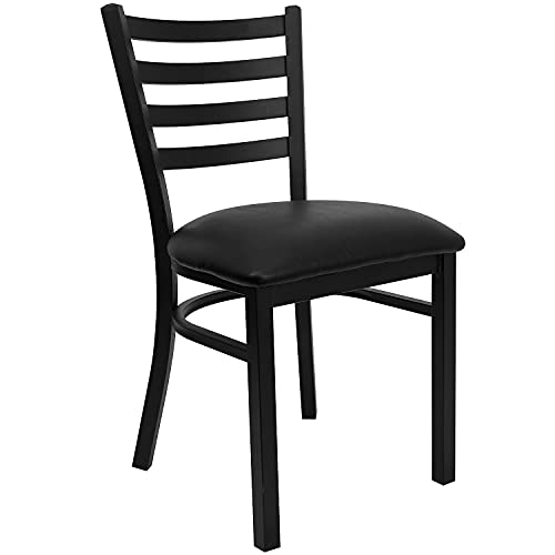 Flash Furniture Hercules Series Commercial Ladder Back Restaurant Chairs, Modern Lightweight Metal Dining Chairs with Padd...