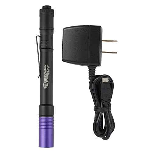 Streamlight 66148 Stylus Pro USB 400nm UV Rechargeable Penlight with 120V AC Adapter, USB Cord and Nylon Holster, Black