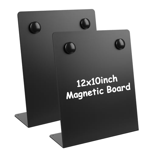 2 Pcs Large Magnetic Bulletin Board with Stand, 12x10inch Metal Magnet Display Board, Tabletop Memo Board, Memo Display Ea...