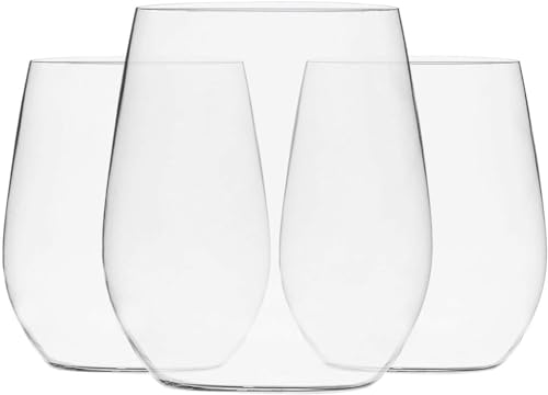 Munfix Plastic Stemless Wine Glasses 48 Pack, Disposable 12 Oz Clear Plastic Wine Cups Shatterproof Recyclable and BPA-Free