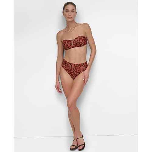 DKNY Womens Bikini Set ? U-Wire Bikini Top & Mid Rise Shirred Bottom with Tummy Control