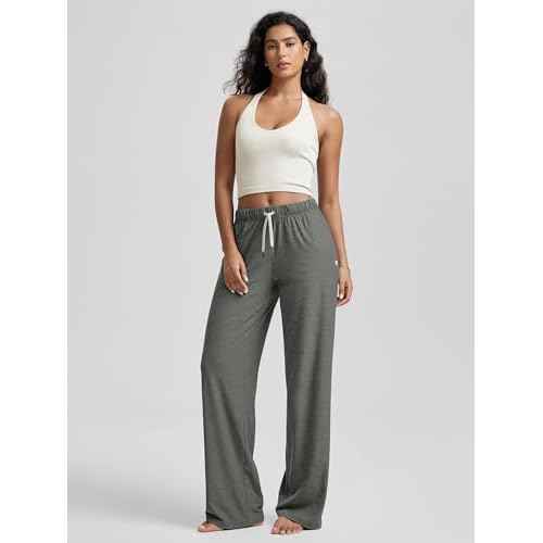 ODODOS Women's Straight Leg Pants Ultra Soft Stratum Tech Relaxed Casual Pajama Lounge Pants with Pockets-29/31" Inseam