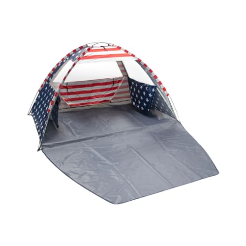 American Flag Portable Beach Tent Anti UV for 3-4 Person – Premium Beach Tent Sun Shelter with 3 Large Mesh Windows – Shad...