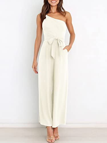 ANRABESS Women Summer Dressy Jumpsuits One Shoulder Sleeveless Casual Wide Leg Pants Romper Jumper 2026 Trendy Fall Outfits