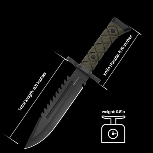 Leopcito 15" Fixed Blade Tactical Knives with Sheath, Stainless Steel Survival Hunting Bushcraft Full Tang Non-Slip Handle...