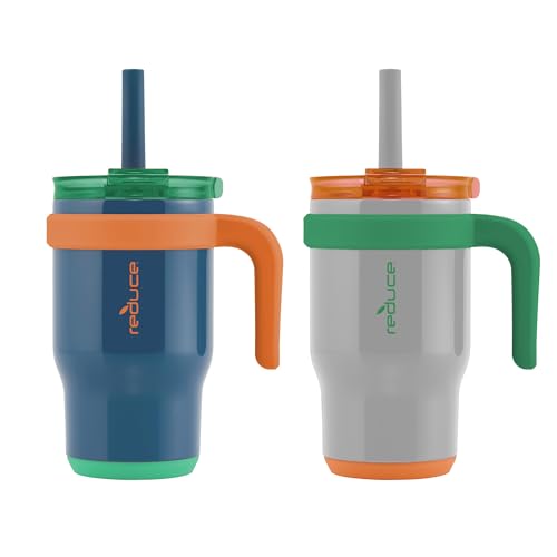 REDUCE 14 oz Coldee Tumbler with Handle for Kids - 2 Pack, Leakproof Insulated Stainless Steel Mug with Lid & Spill-Proof ...