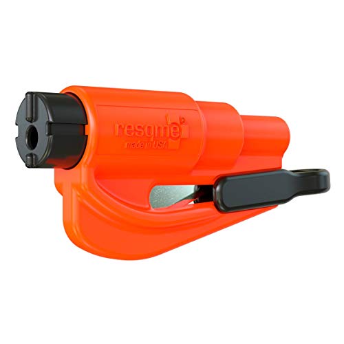 resqme The Original Emergency Keychain Car Escape Tool, 2-in-1 Seatbelt Cutter and Window Breaker, Made in USA, Orange - C...